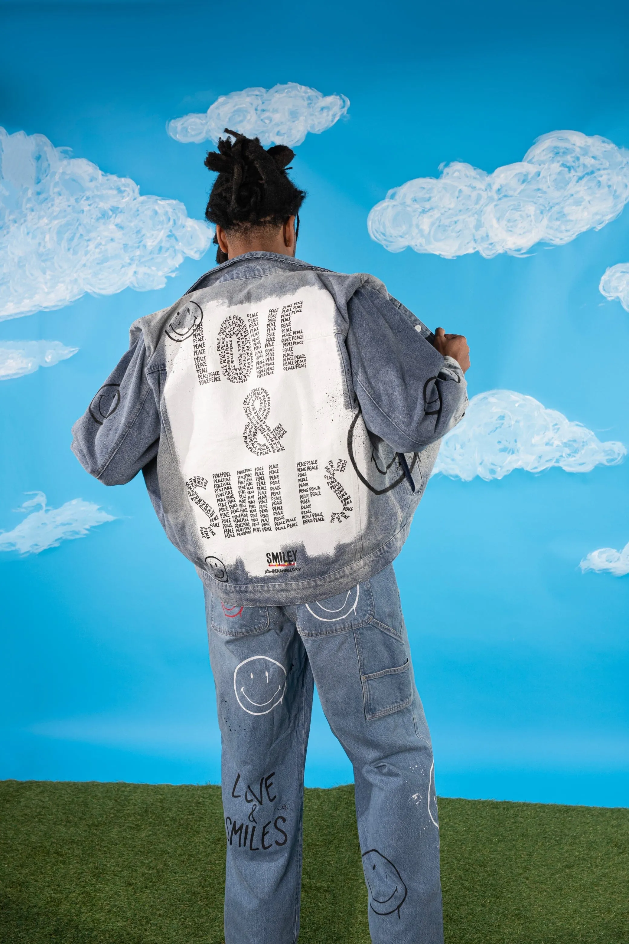 'The Smiley Denim' Painted Jacket