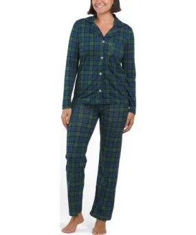 Tj Maxx Plaid Notch Collar Top And Pants Pajama Set For Women