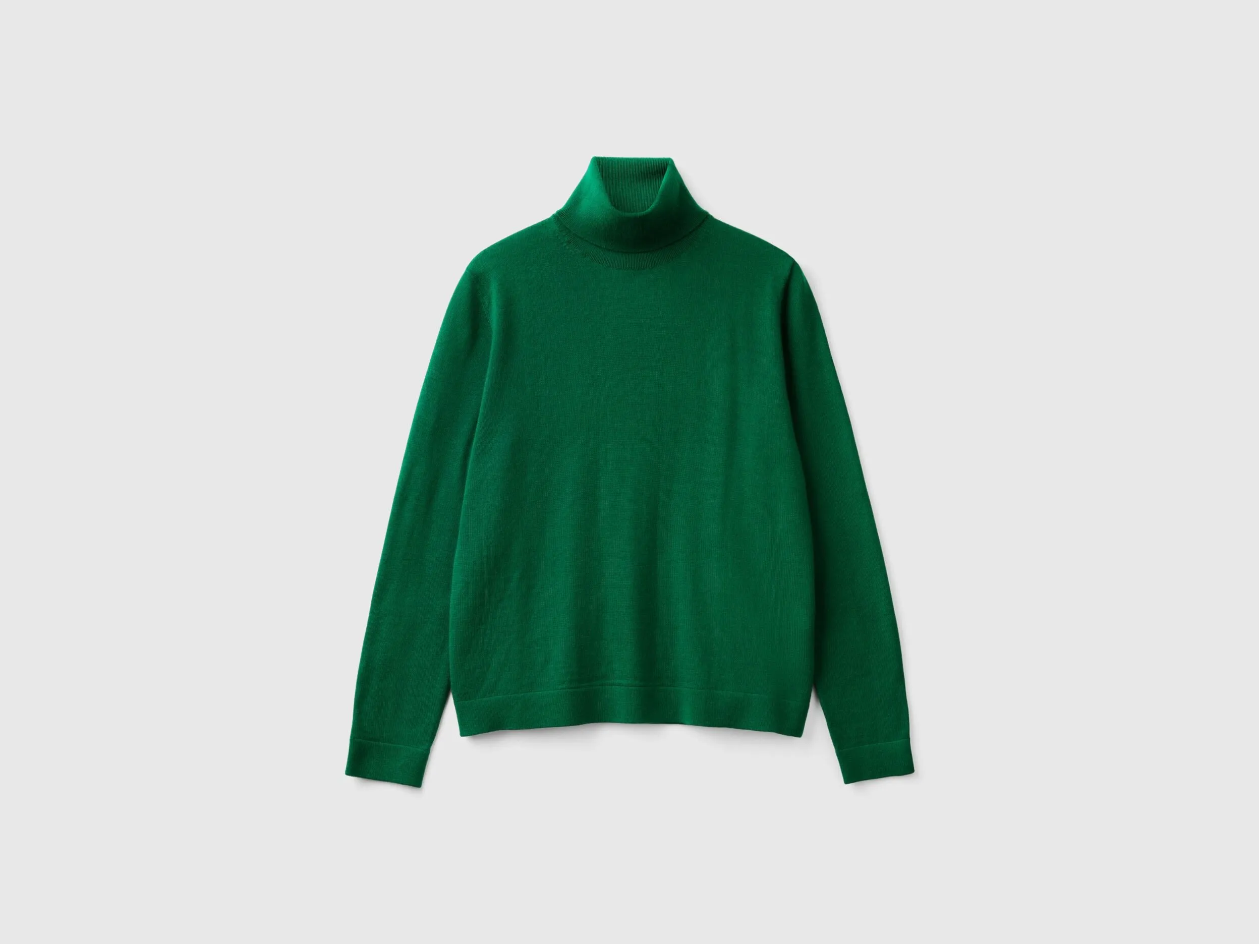 Turtleneck in pure Merino wool - Green | Benetton