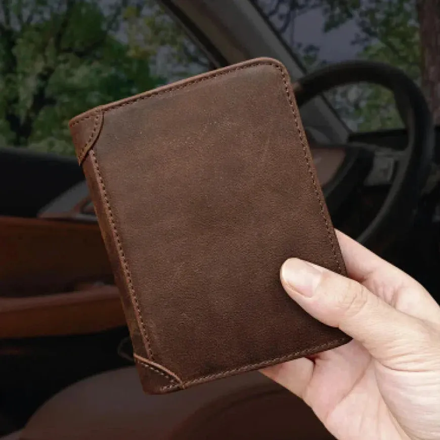 Unisex Classic Style Genuine Cow Leather Card Holder Short Wallet