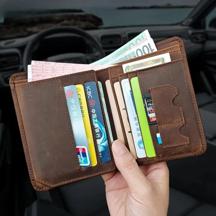 Unisex Classic Style Genuine Cow Leather Card Holder Short Wallet