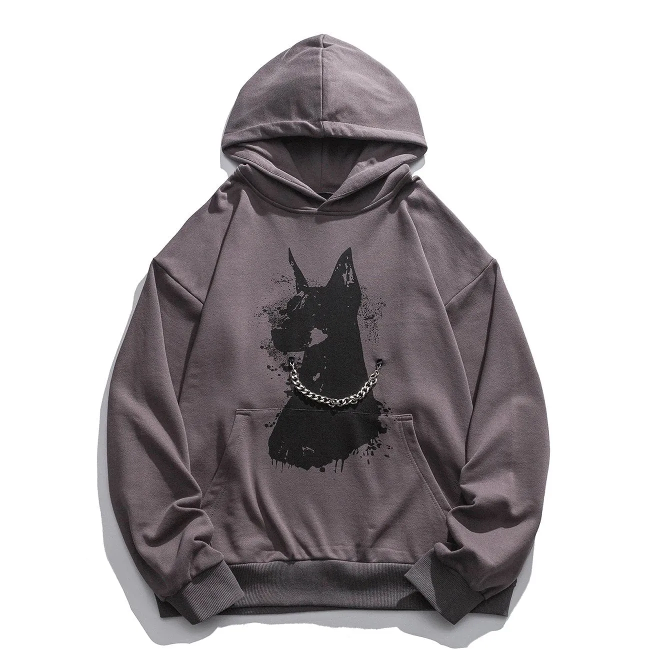 Vintage Dog Print Chain Hoodie