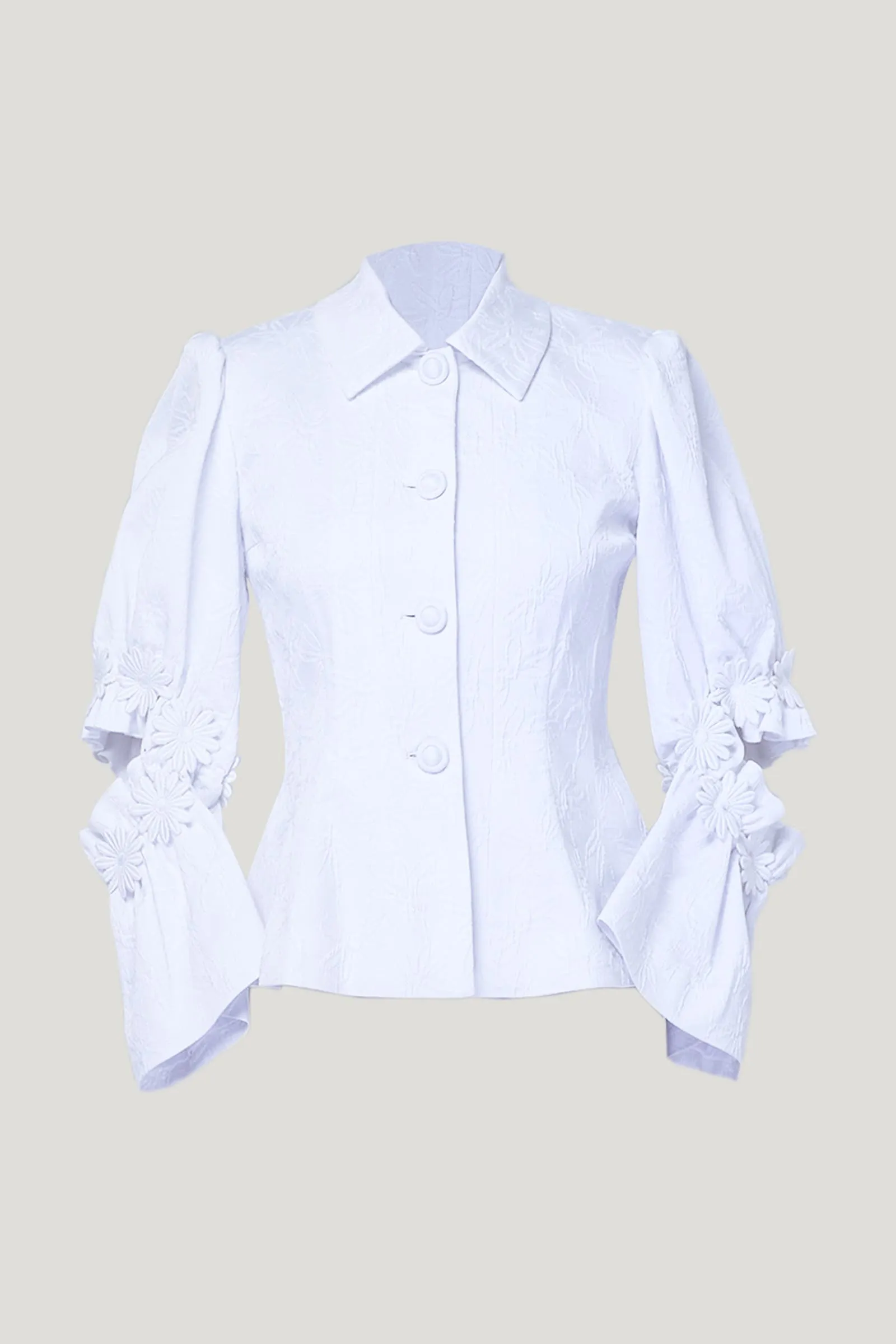 White Cut Out Flower Embroidery Light Jacket