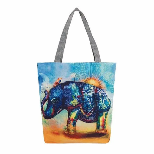 Xiniu Bags Elephant Printing Canvas Tote Casual Beach Bags bolso elefante Women's Messenger Bags feminina para mujer #YHEW