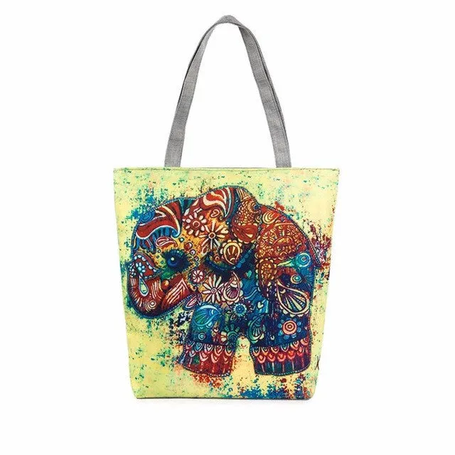 Xiniu Bags Elephant Printing Canvas Tote Casual Beach Bags bolso elefante Women's Messenger Bags feminina para mujer #YHEW