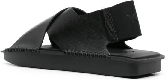 Y-3 chunky leather sandals Black