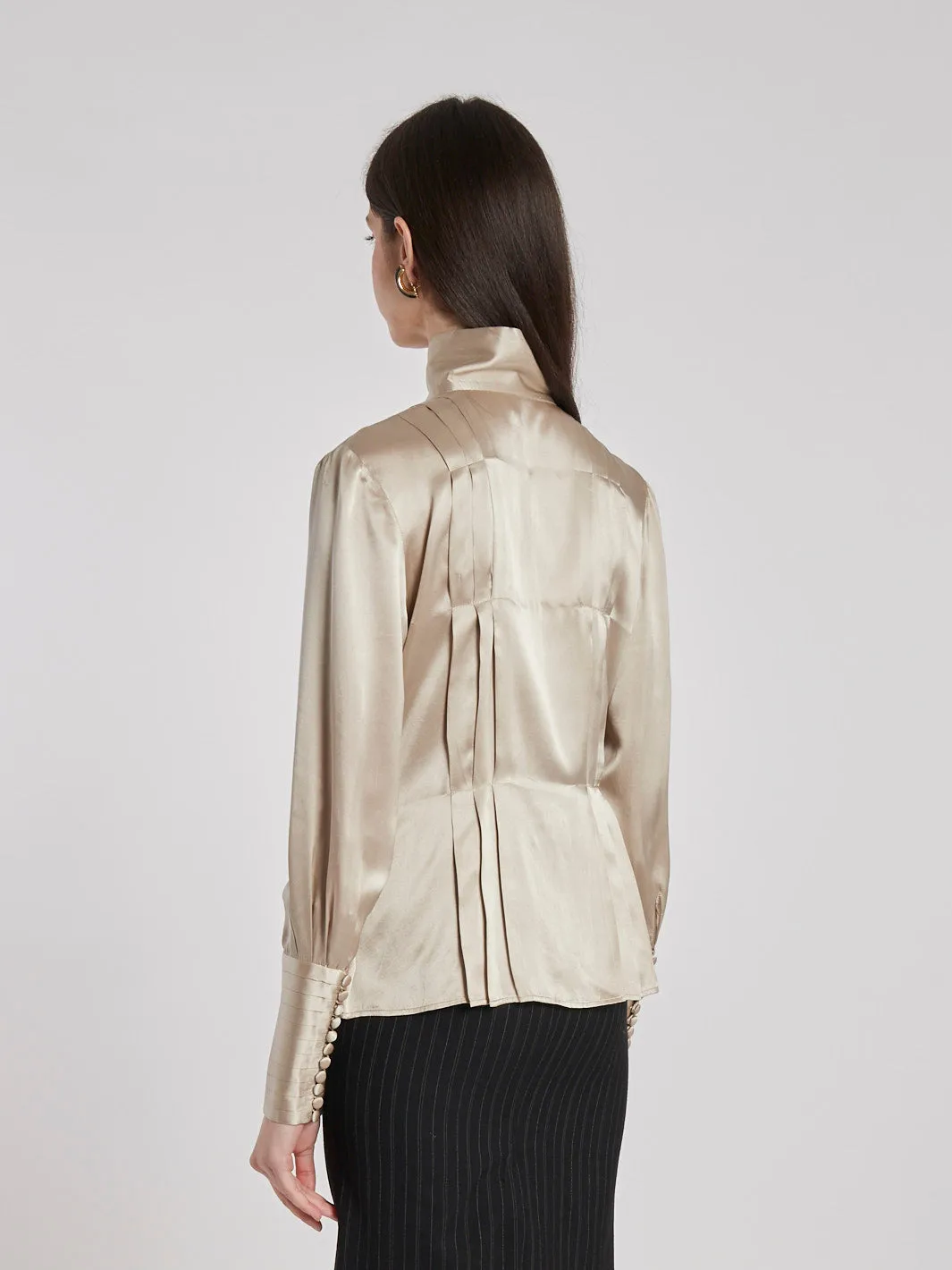 Y2K Lidia cardinale champagne-coloured silk blouse