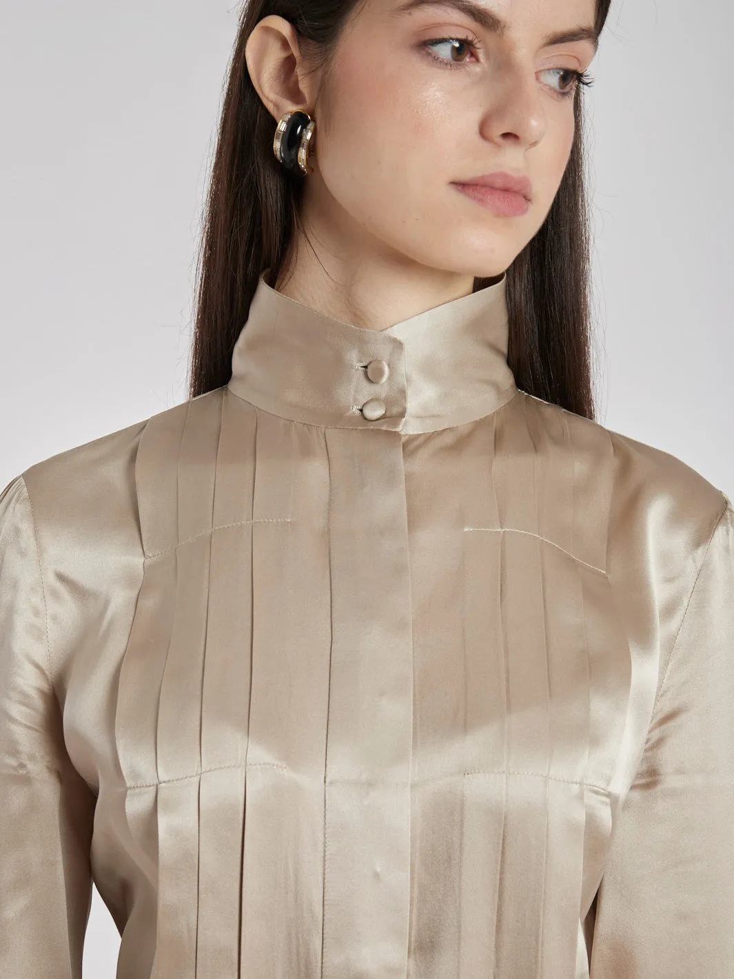 Y2K Lidia cardinale champagne-coloured silk blouse